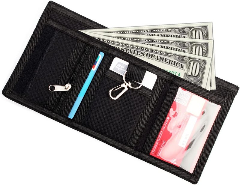 Nitort Wallet, Canvas Outdoor Sports Wallets for Kid, Lovely Wallet with Zipper for Kids- Front Pocket Wallet with Magic Sticker - Image 5